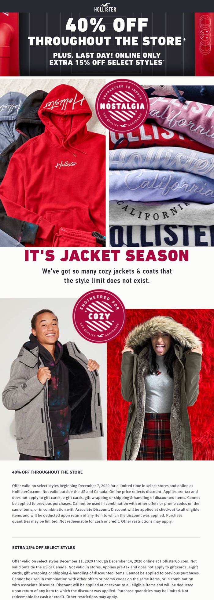 Hollister stores Coupon  40% off & more at Hollister, ditto online #hollister 
