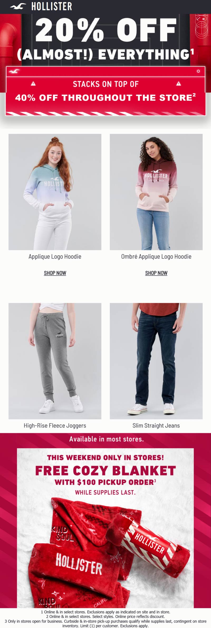 Hollister stores Coupon  20-60% off everything at Hollister, ditto online #hollister 