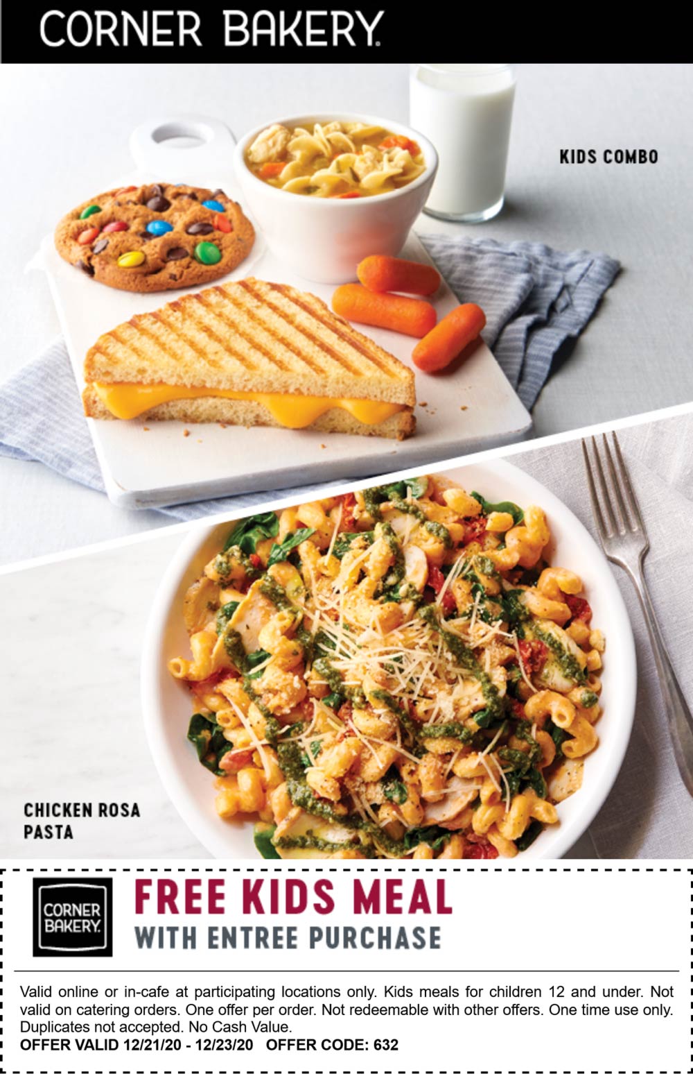 Corner Bakery restaurants Coupon  Free kids meal with yours at Corner Bakery Cafe #cornerbakery 