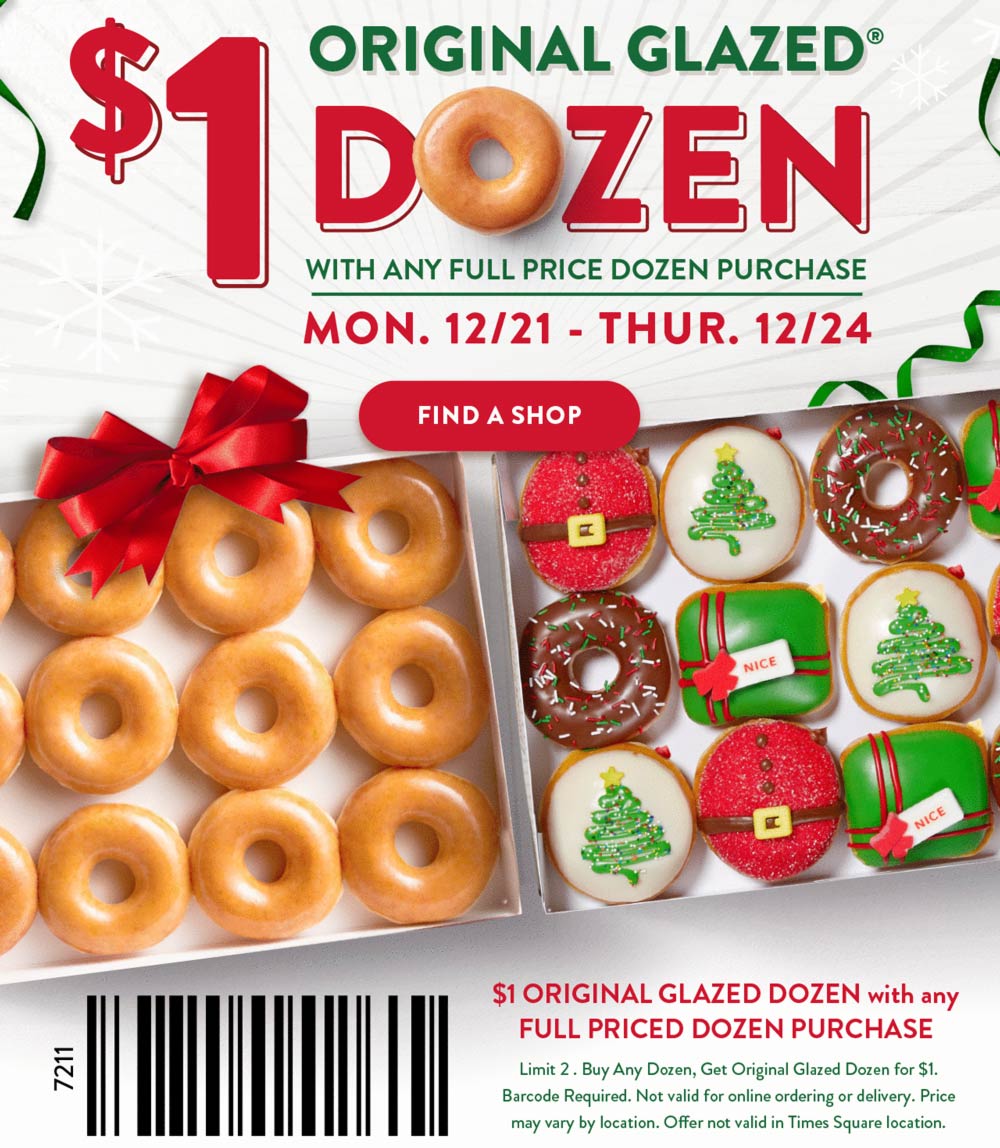 Second dozen doughnuts for 1 at Krispy Kreme krispykreme The