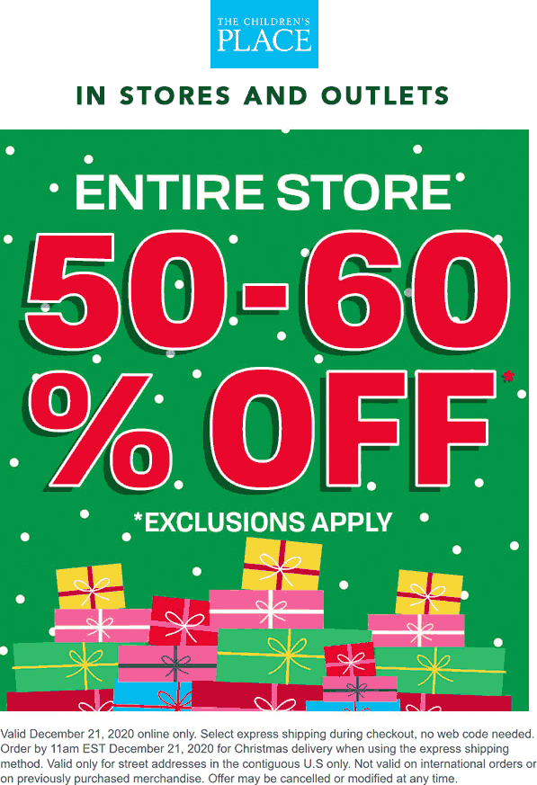 The Childrens Place stores Coupon  Everything is 50% off today at The Childrens Place #thechildrensplace 