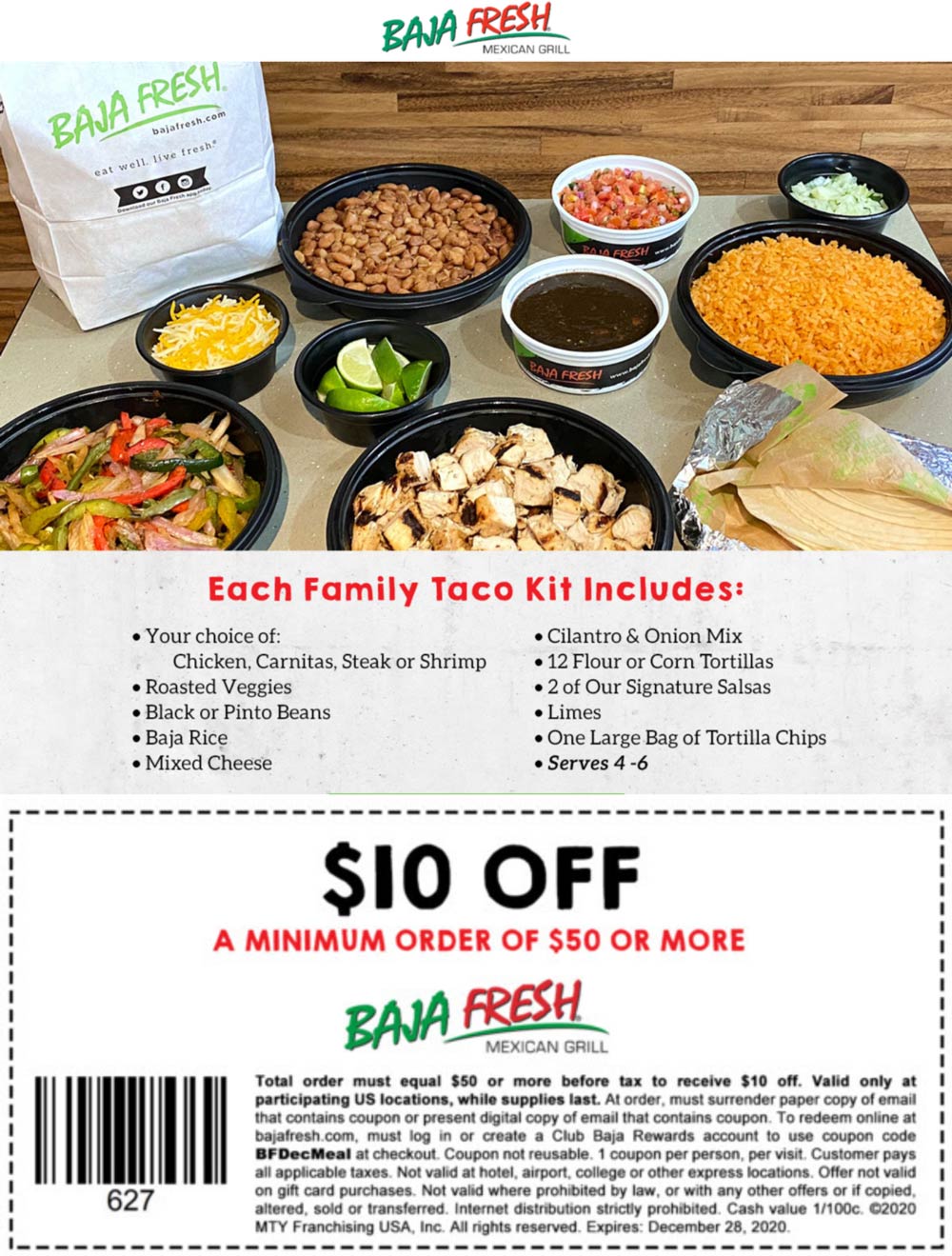 10 off 50 at Baja Fresh Mexican grill bajafresh The Coupons App®
