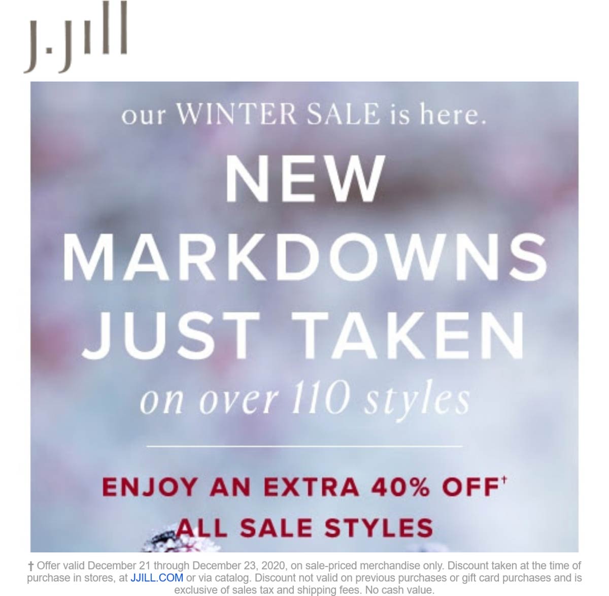 J.Jill stores Coupon  Extra 40% off sale items at J.Jill, also online #jjill 