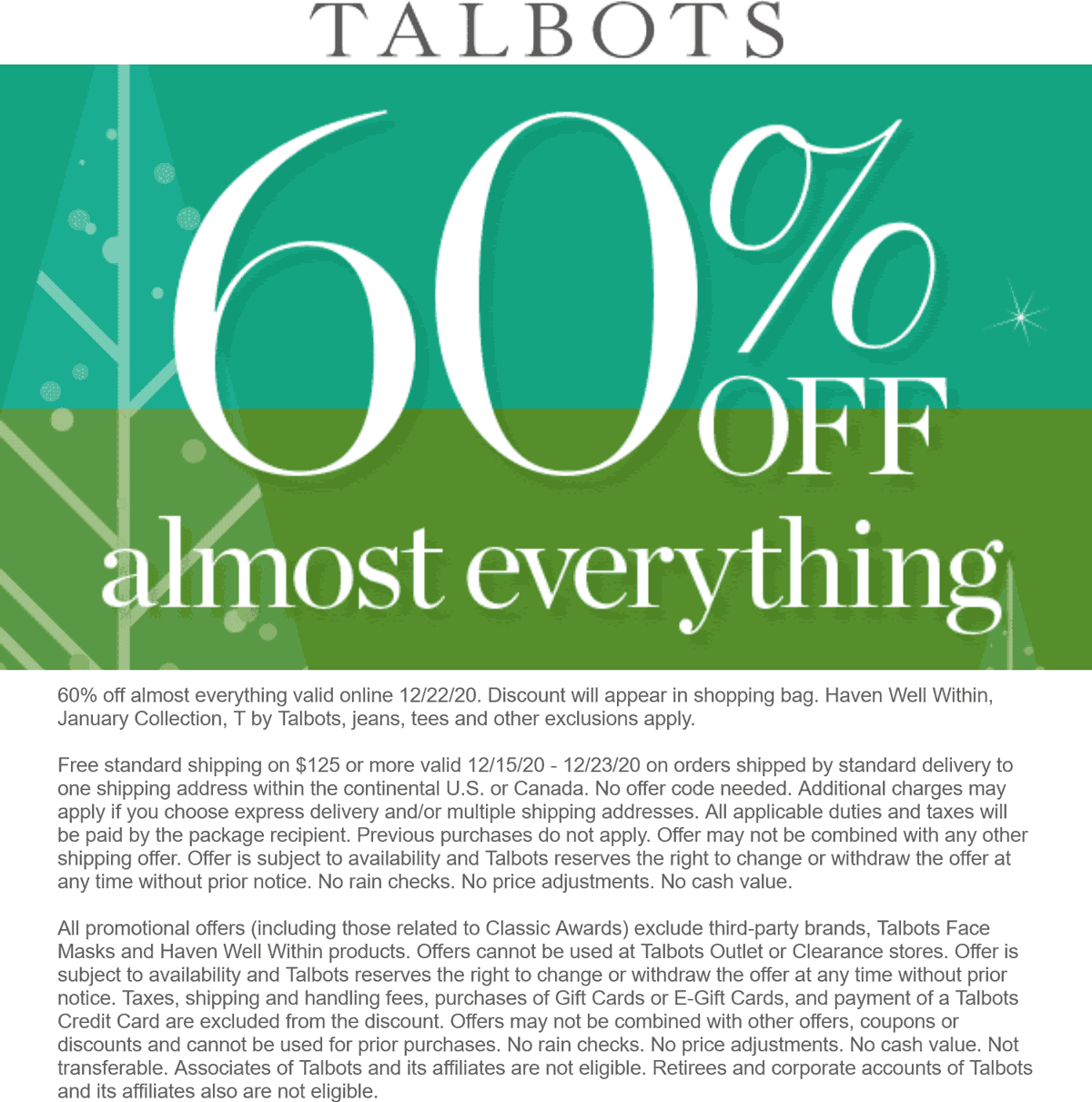 Talbots stores Coupon  60% off online today at Talbots #talbots 