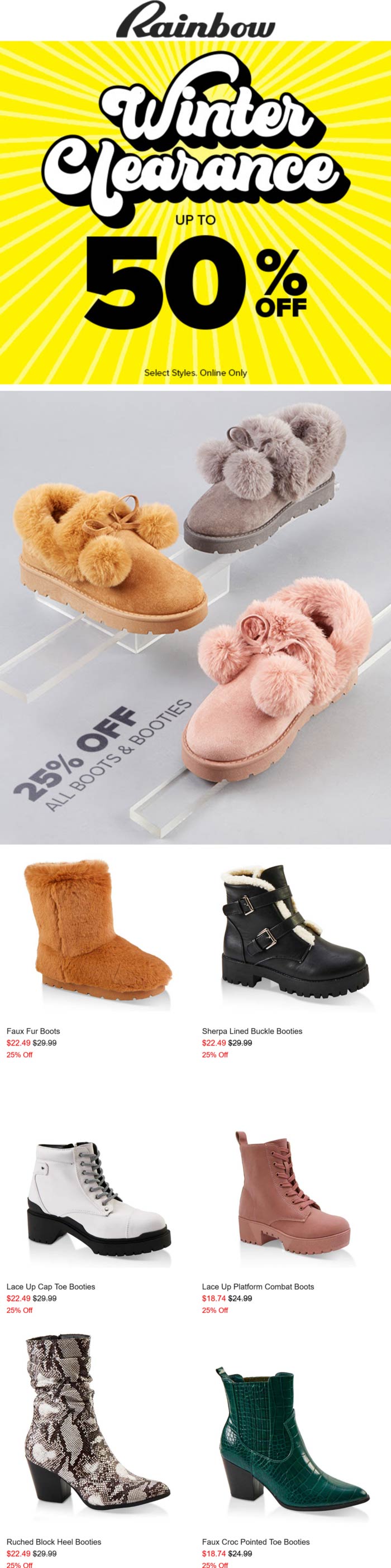 Rainbow stores Coupon  25% off all boots & more at Rainbow shops #rainbow 