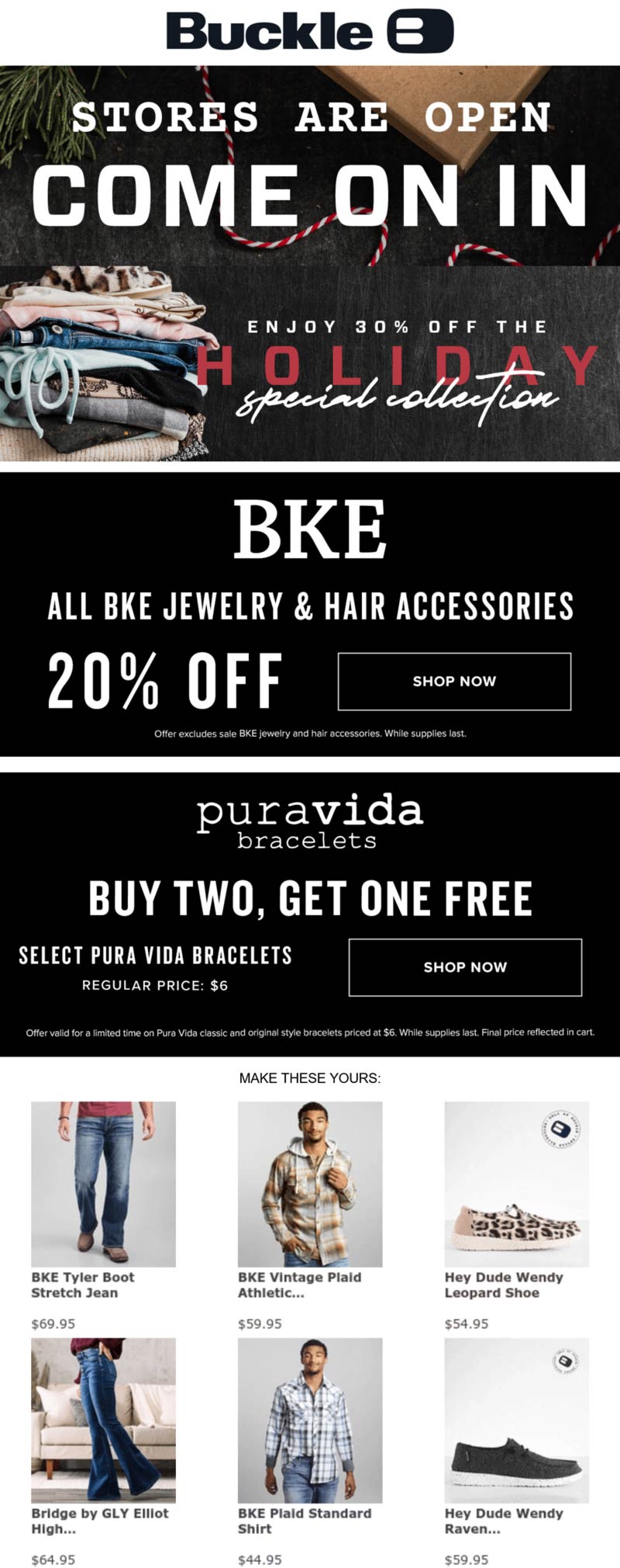 Buckle stores Coupon  30% off holiday collection & more today at Buckle #buckle 