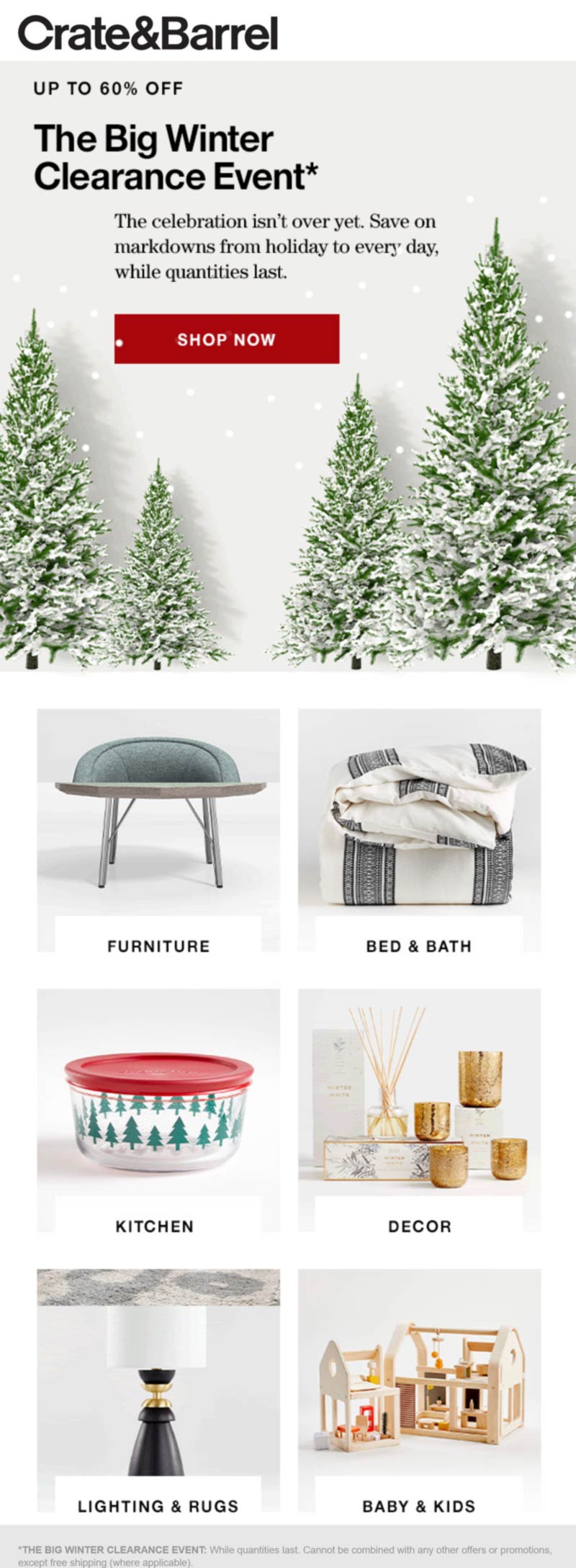 60 clearance going on at Crate & Barrel cratebarrel The Coupons App®