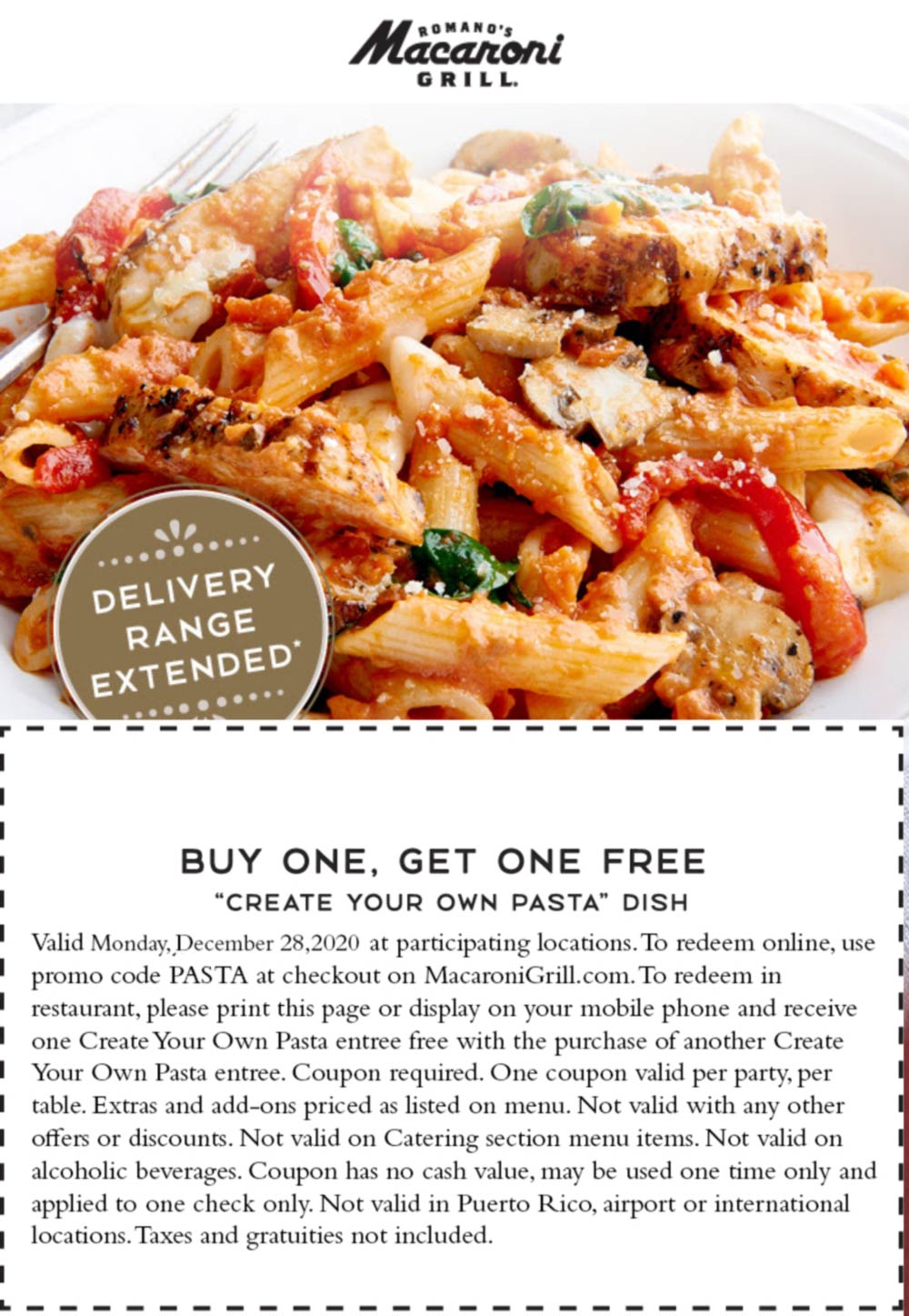 Second pasta dish free today at Macaroni Grill macaronigrill The