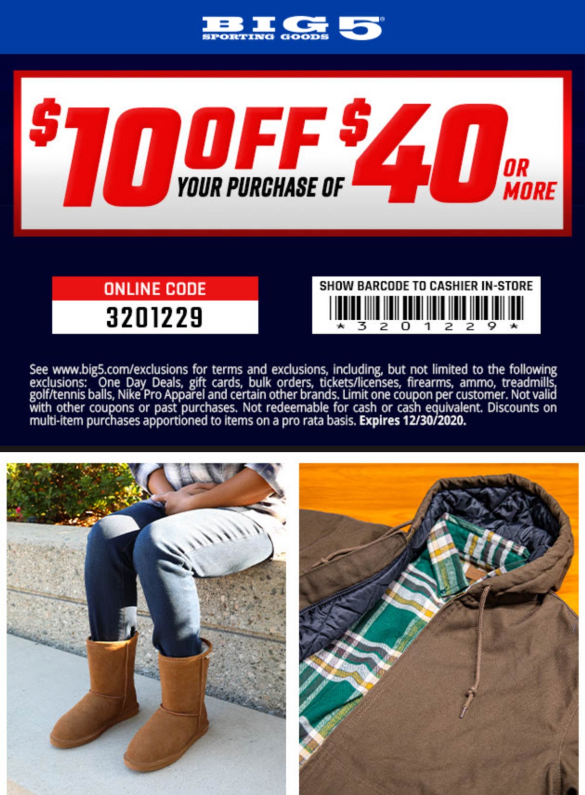  10 Off 40 At Big 5 Sporting Goods Or Online Via Promo Code 3201229 