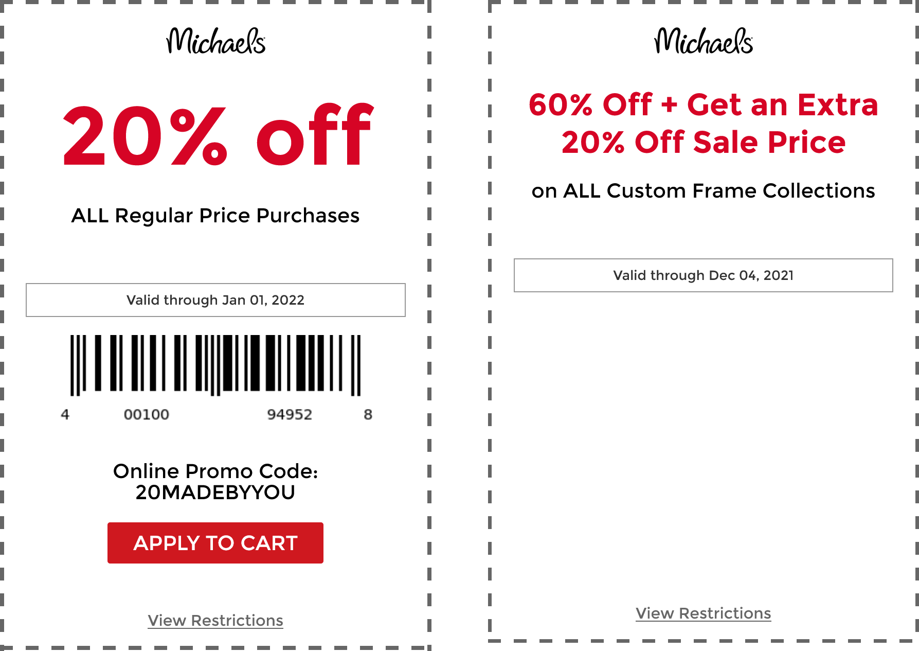 Michaels stores Coupon  20% off at Michaels, or online via promo code 20MADEBYYOU #michaels 