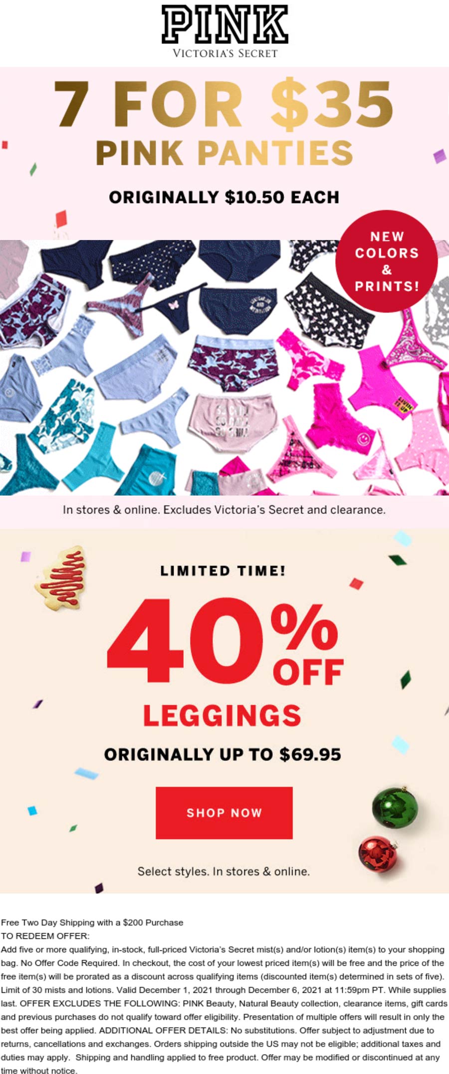 PINK stores Coupon  40% off leggings at Victorias Secret PINK, ditto online #pink 