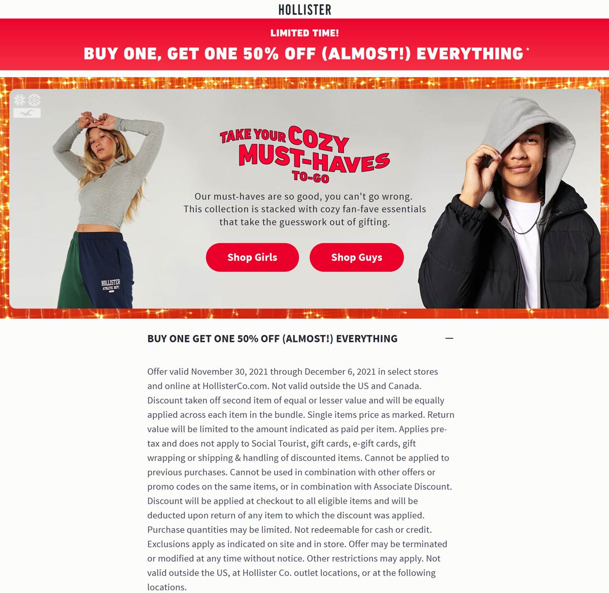 Hollister stores Coupon  Second item 50% off at Hollister, ditto online #hollister 