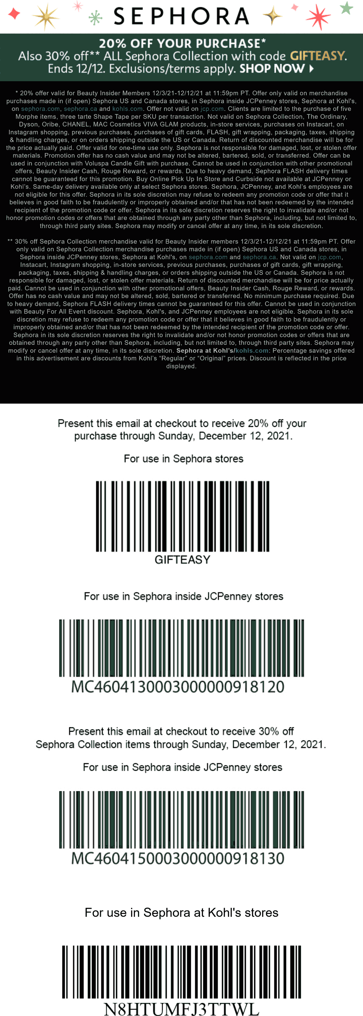 Sephora coupons & promo code for [December 2022]