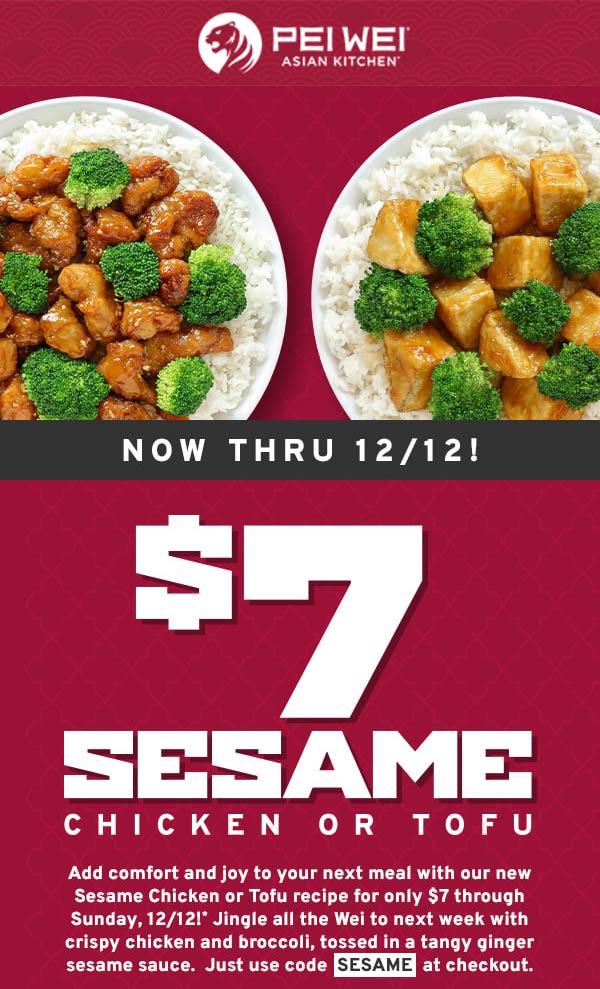 Pei Wei coupons & promo code for [December 2022]
