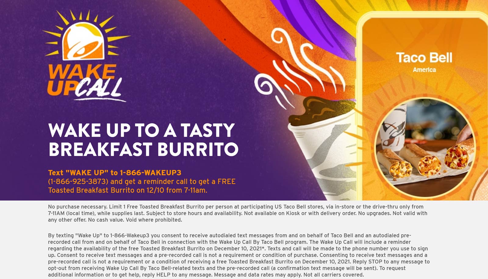 Taco Bell restaurants Coupon  Free breakfast burrito Friday at Taco Bell #tacobell 