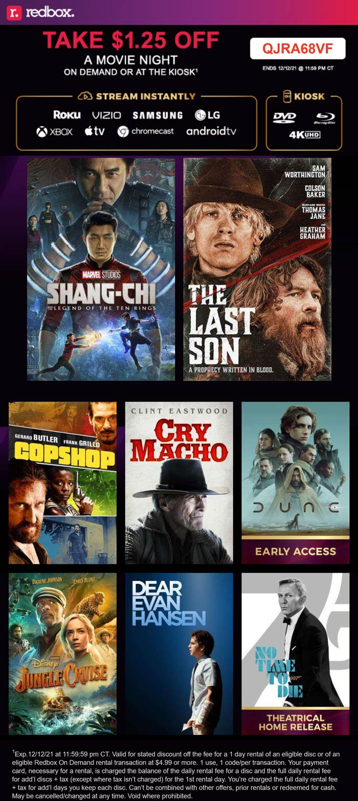 Redbox coupons & promo code for [February 2024]