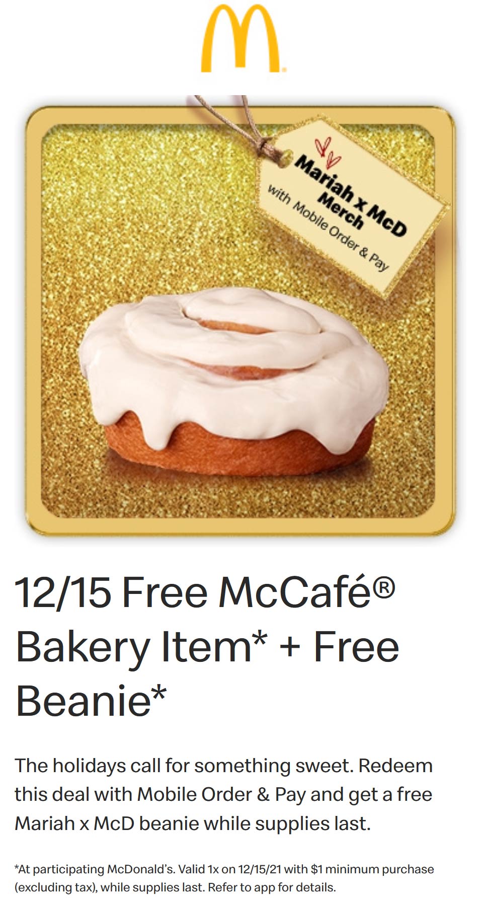 McDonalds restaurants Coupon  Free bakery item & beanie with mobile orders today at McDonalds restaurants #mcdonalds 