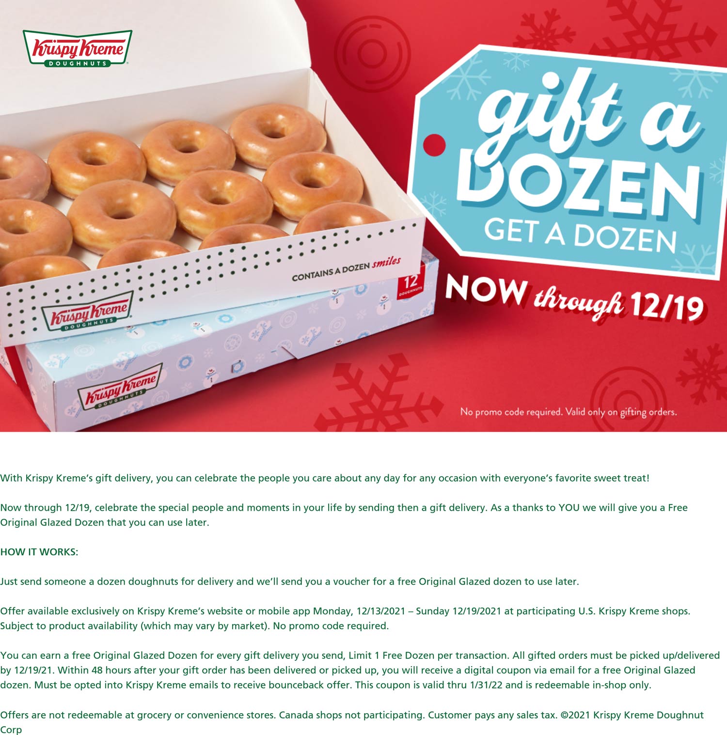 Krispy Kreme restaurants Coupon  Gift a dozen get a free dozen doughnuts at Krispy Kreme #krispykreme 