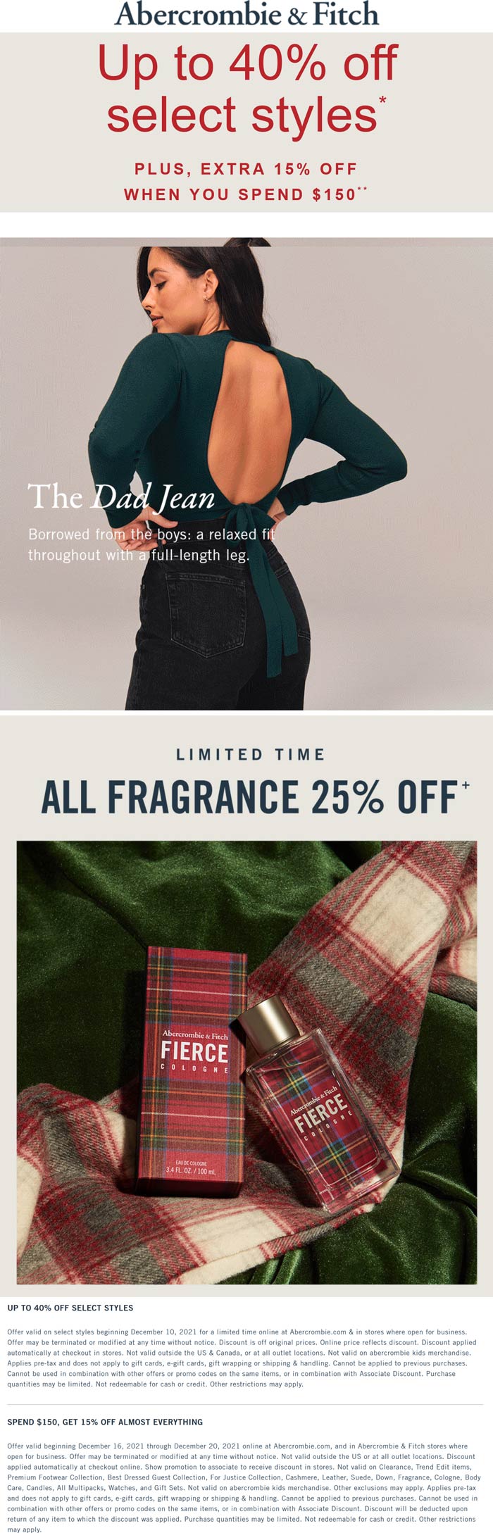 Abercrombie & Fitch stores Coupon  25% off fragrance & 40-55% off at Abercrombie & Fitch #abercrombiefitch 