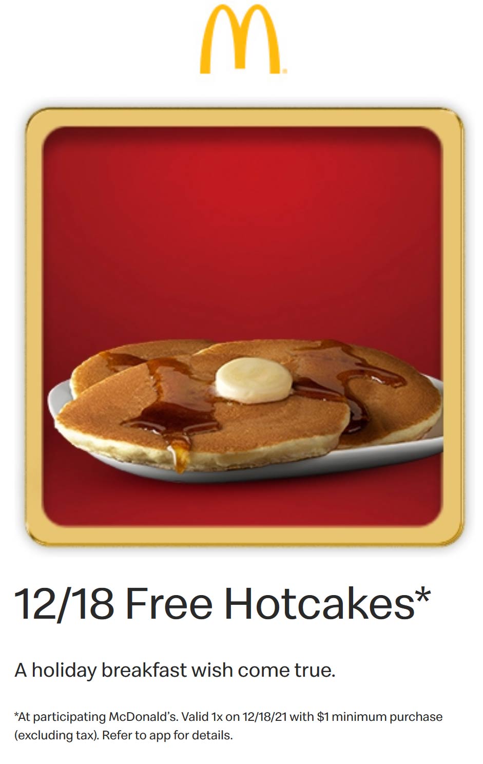 McDonalds restaurants Coupon  Free pancakes with your order today at McDonalds restaurants #mcdonalds 