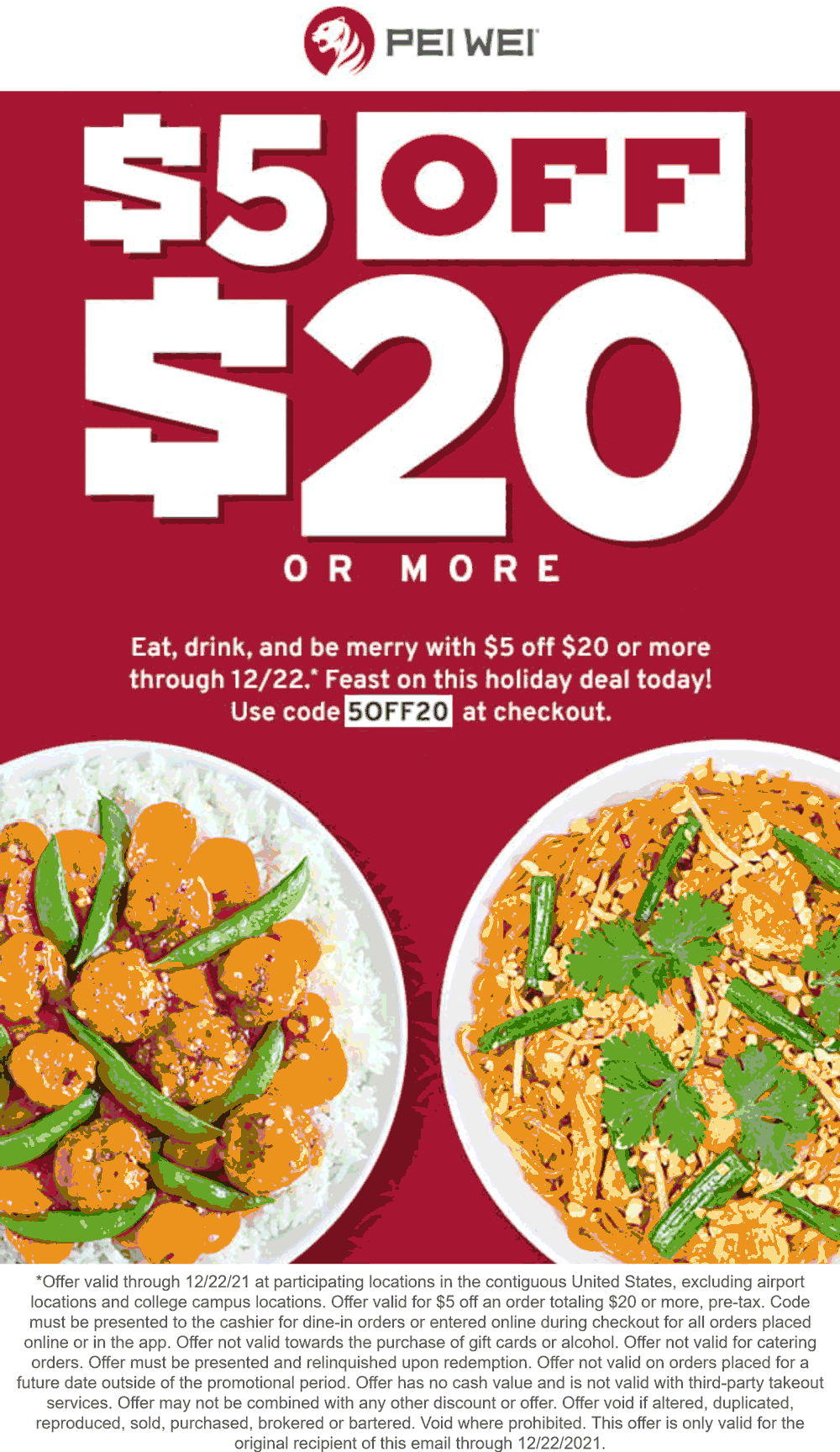 Pei Wei coupons & promo code for July 2025