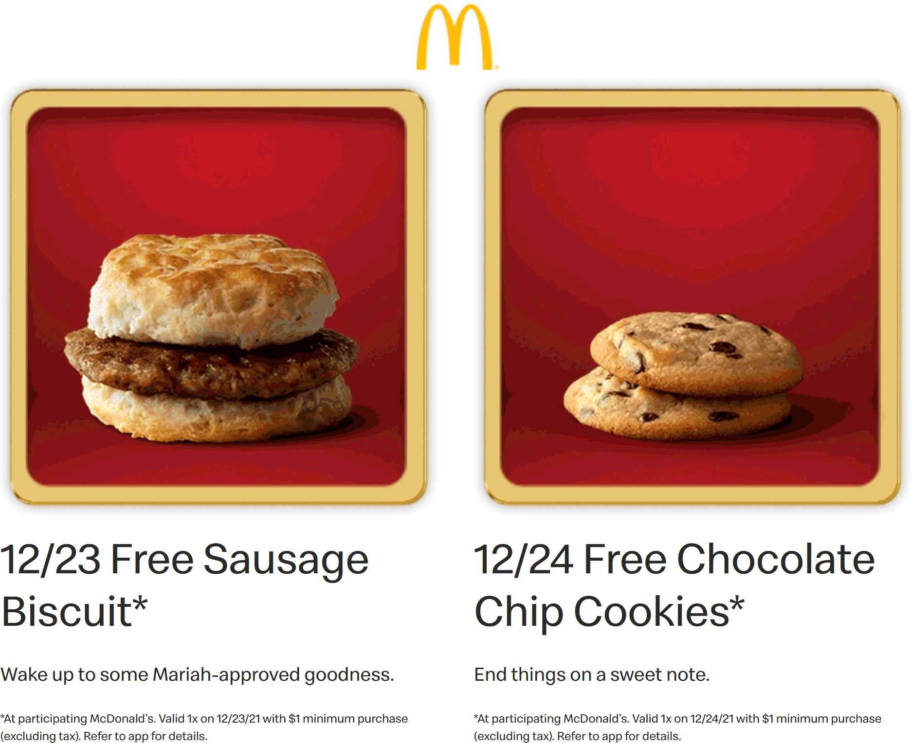 McDonalds restaurants Coupon  Free sausage biscuit & cookies at McDonalds restaurants #mcdonalds 
