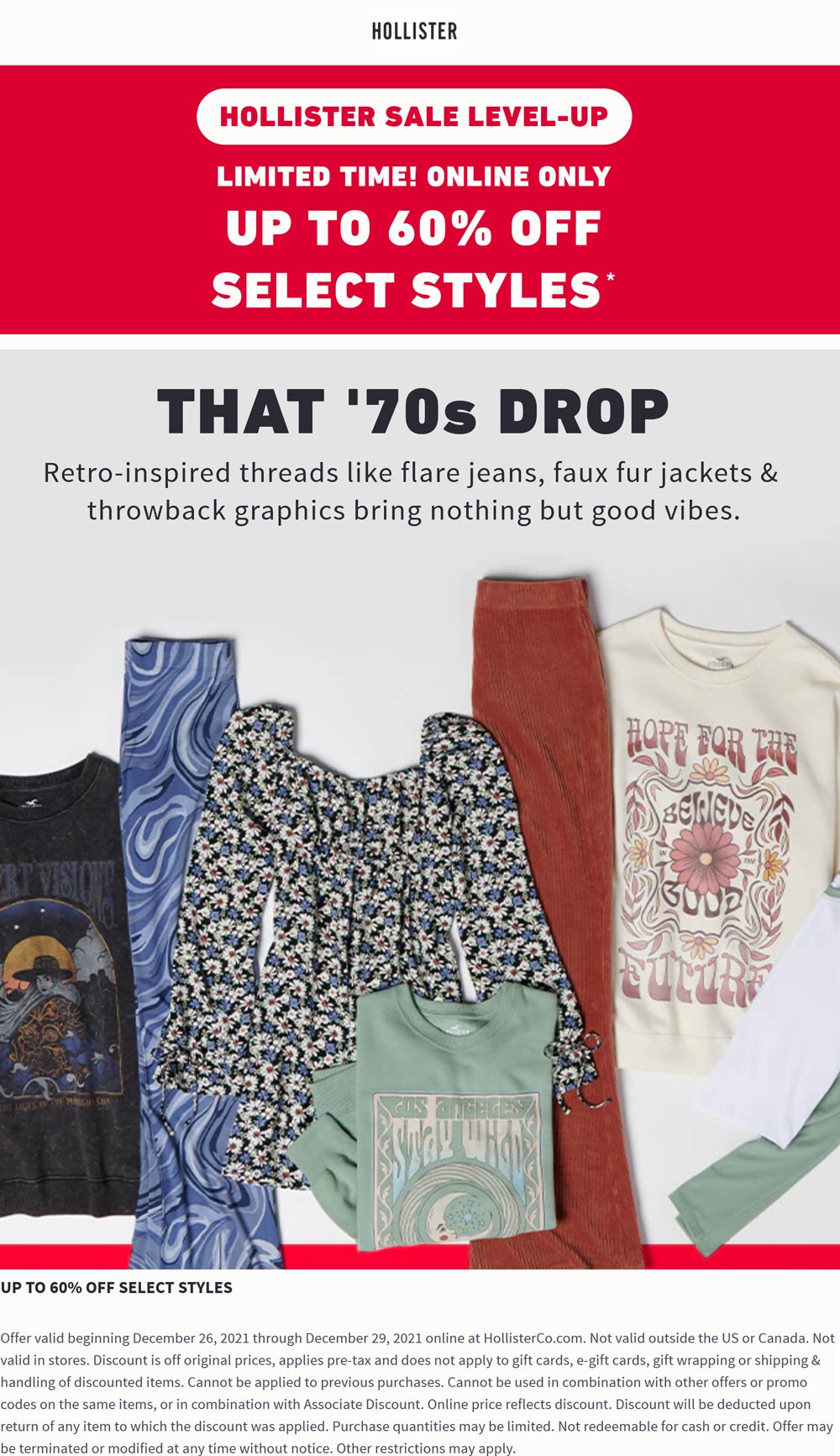 60 off various styles online at Hollister hollister The Coupons App®