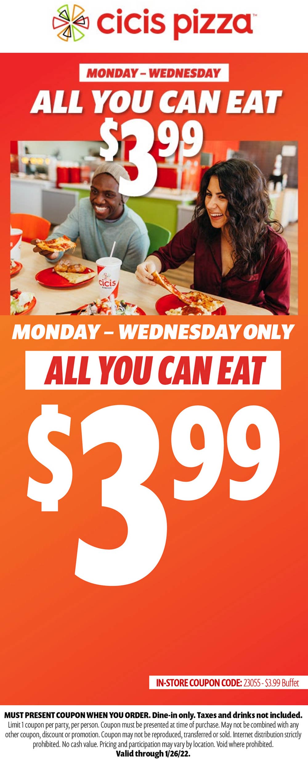 Cicis Pizza restaurants Coupon  Bottomless buffet for $4 Mon-Wed at Cicis Pizza #cicispizza 