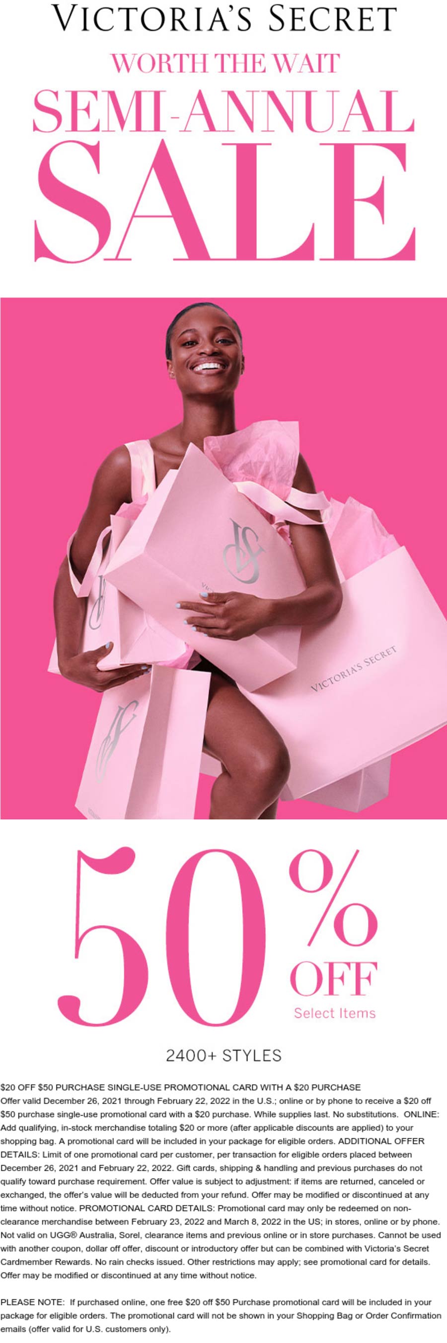 Victorias Secret stores Coupon  50% off semi-annual sale at Victorias Secret, ditto online #victoriassecret 