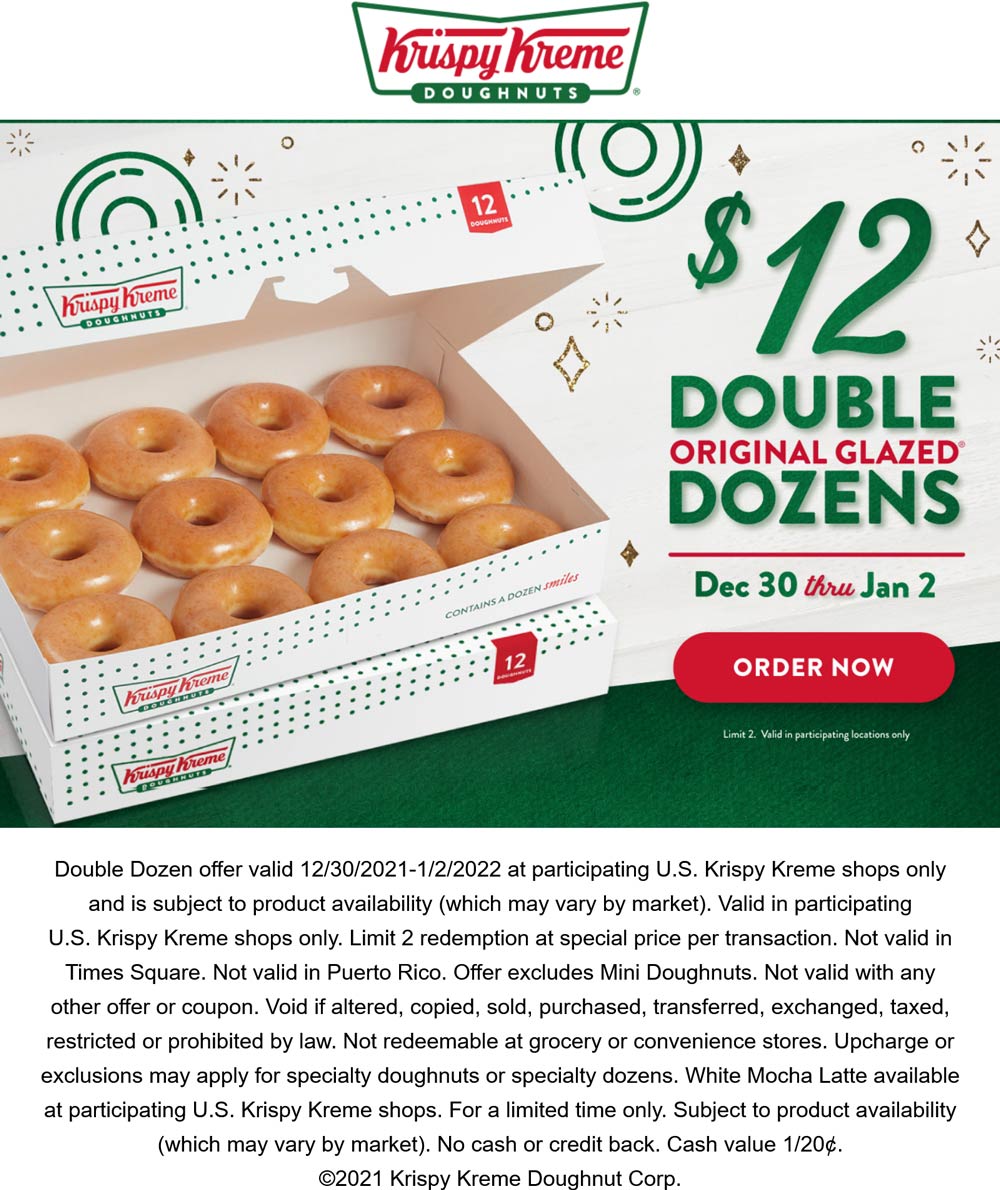 2 dozen doughnuts for 12 at Krispy Kreme krispykreme The Coupons App®