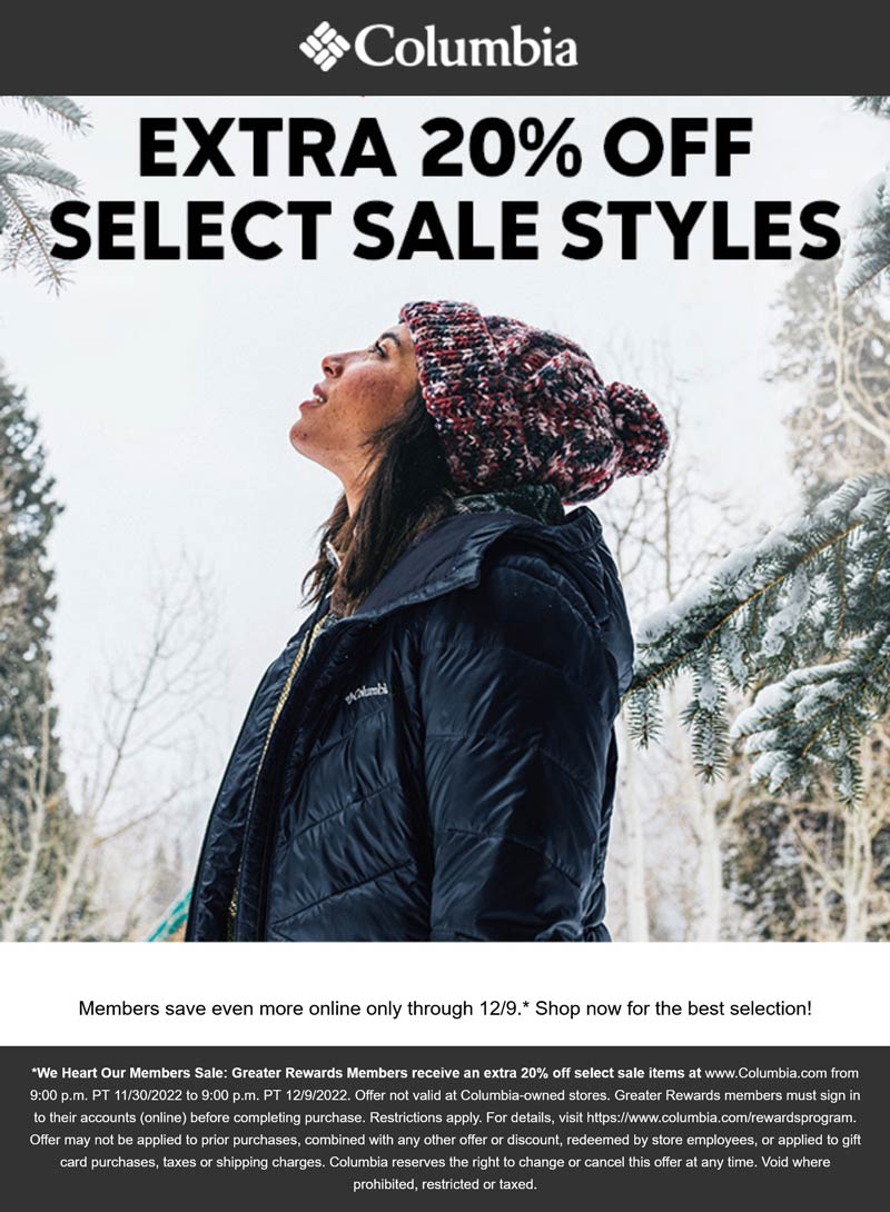 Columbia stores Coupon  Extra 20% off sale items online at Columbia #columbia 
