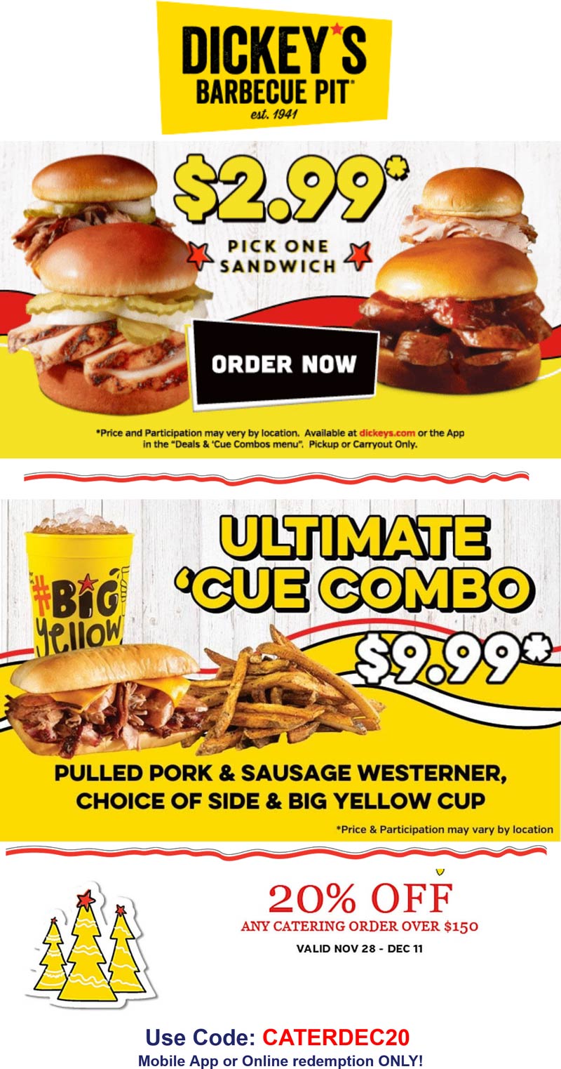 Dickeys Barbecue Pit restaurants Coupon  $3 sandwiches at Dickeys Barbecue Pit #dickeysbarbecuepit 