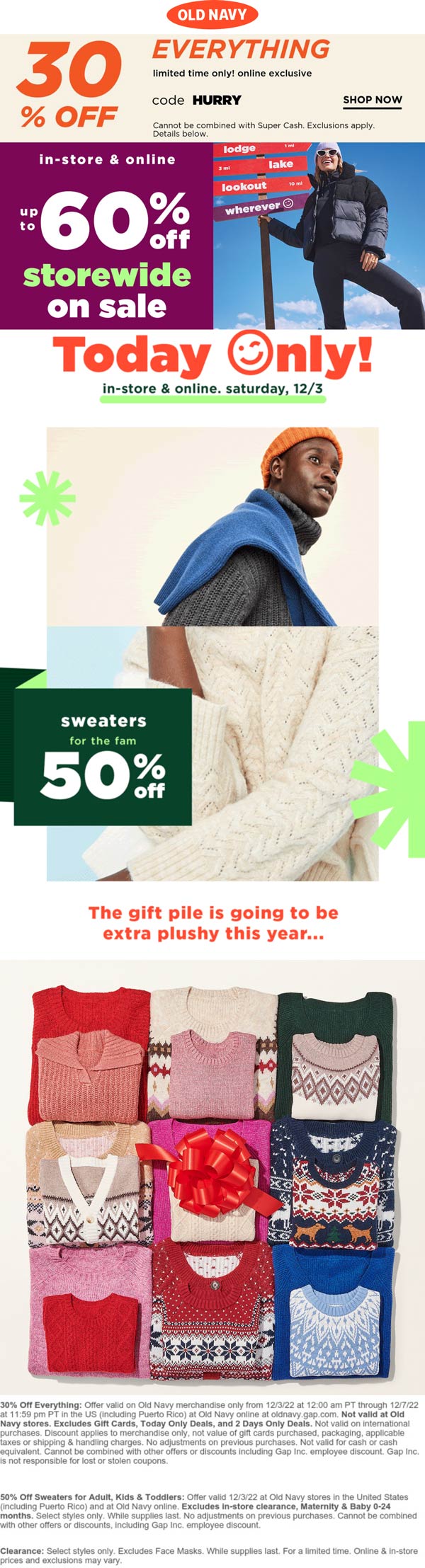 Old Navy stores Coupon  30% off everything online & more at Old Navy via promo code HURRY #oldnavy 