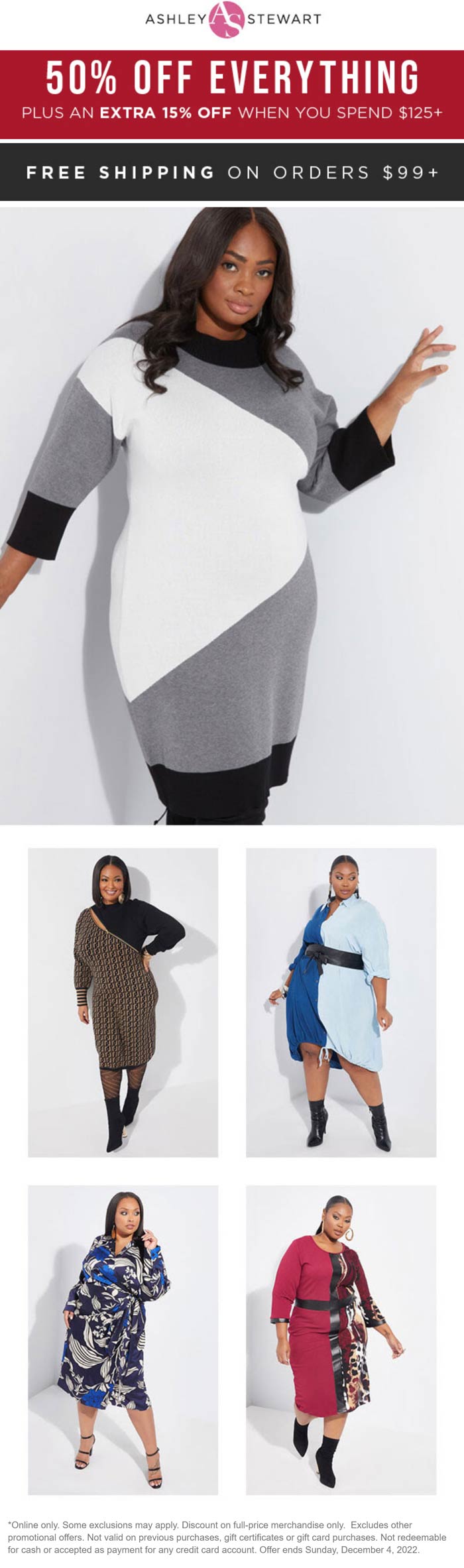 Ashley Stewart stores Coupon  50-65% off everything online today at Ashley Stewart #ashleystewart 