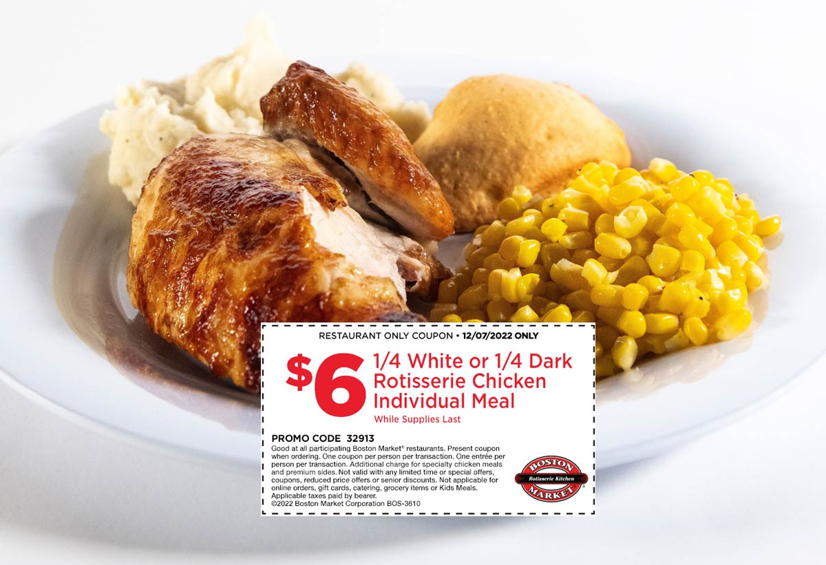 Boston Market coupons & promo code for [January 2023]