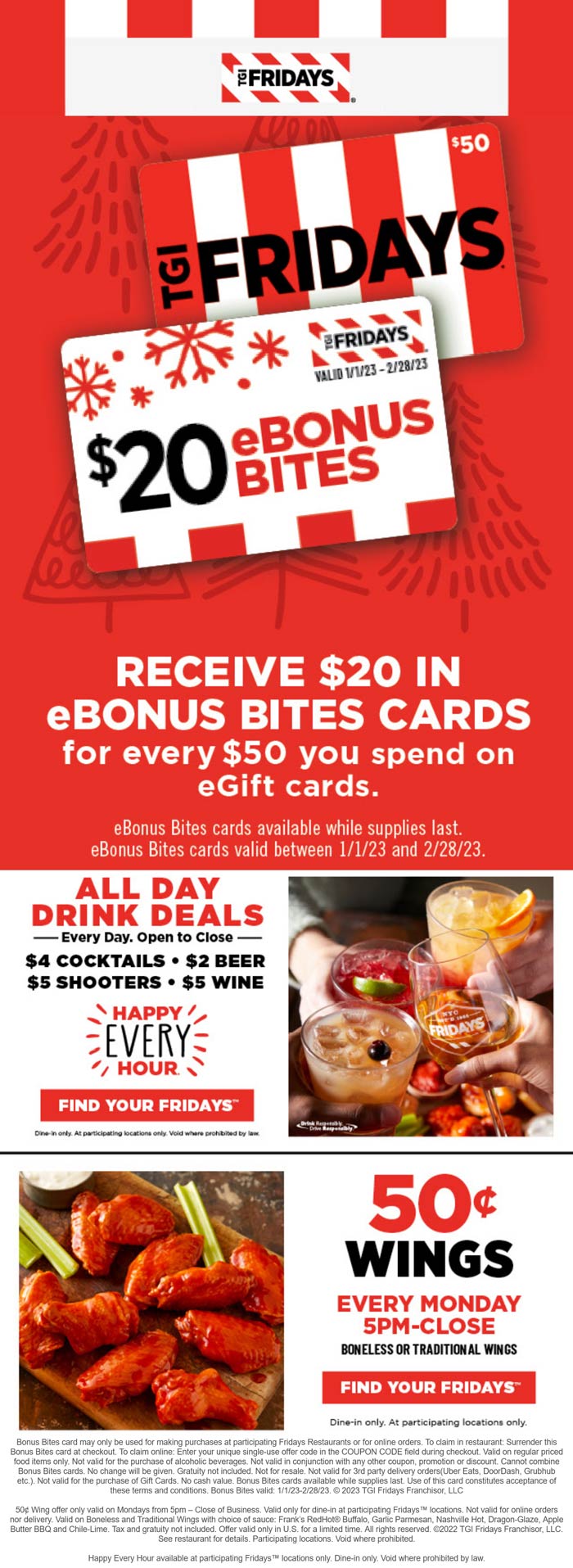 TGI Fridays restaurants Coupon  $20 card free on $50 card today at TGI Fridays restaurants #tgifridays 
