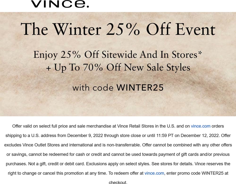 Vince coupons & promo code for [February 2023]