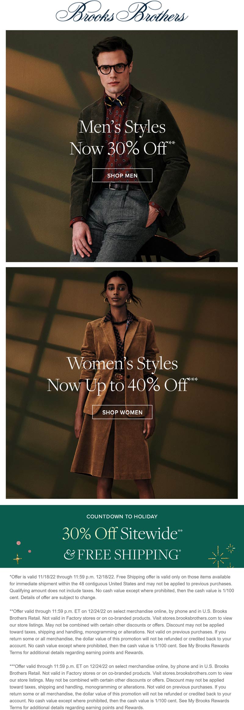 Brooks Brothers stores Coupon  30% off everything at Brooks Brothers, ditto online #brooksbrothers 
