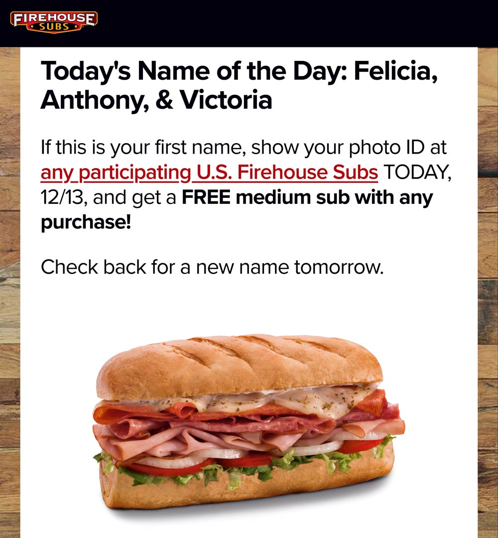 Firehouse Subs restaurants Coupon  Felicia, Anthony, & Victoria enjoy a free sandwich today at Firehouse Subs #firehousesubs 
