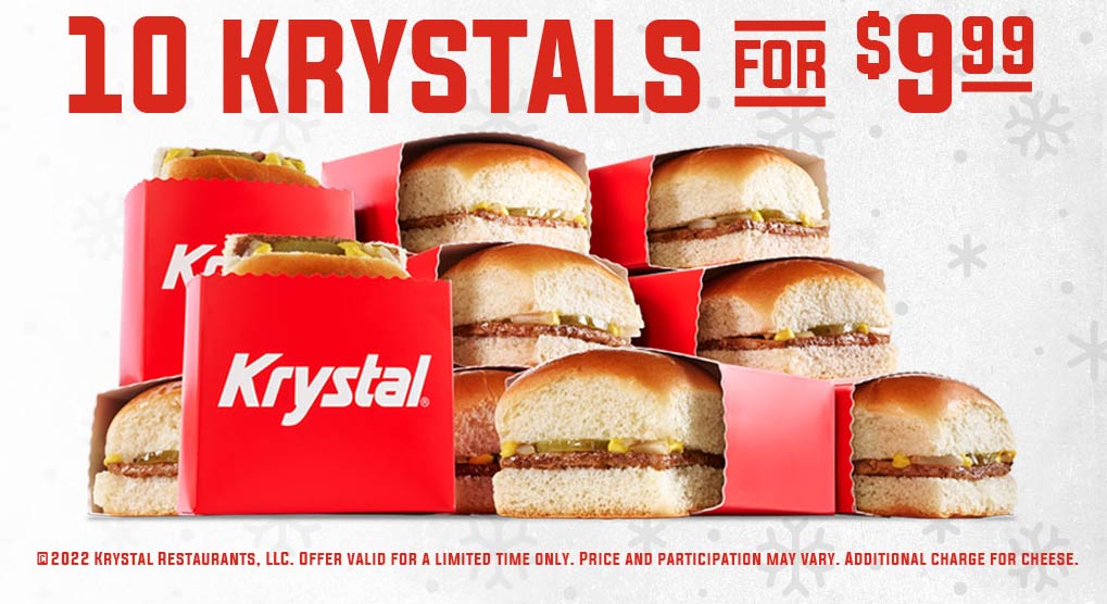 Krystal restaurants Coupon  10 cheeseburgers for $10 at Krystal restaurants #krystal 