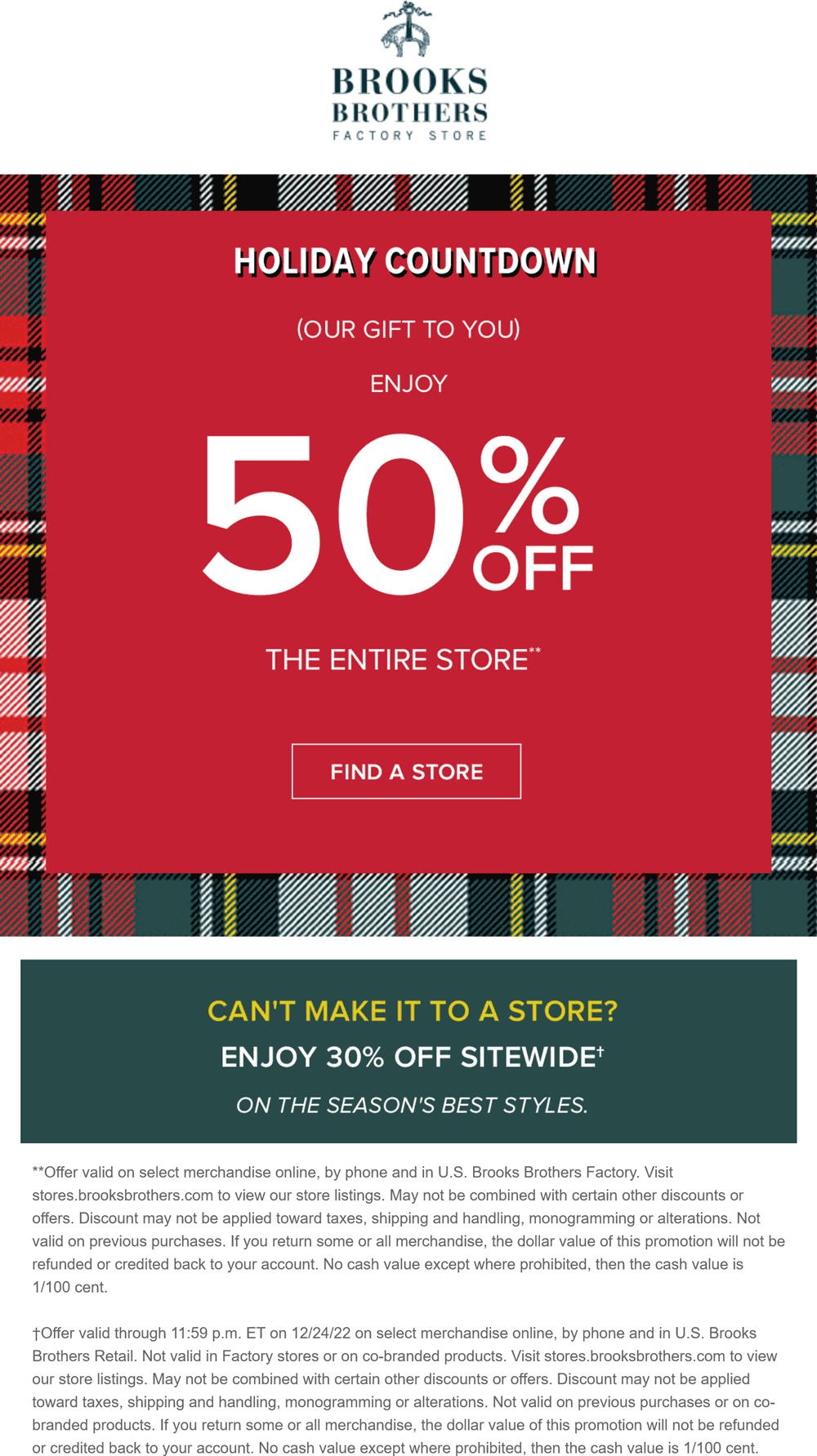 Brooks Brothers stores Coupon  50% off at Brooks Brothers, or 30% online #brooksbrothers 
