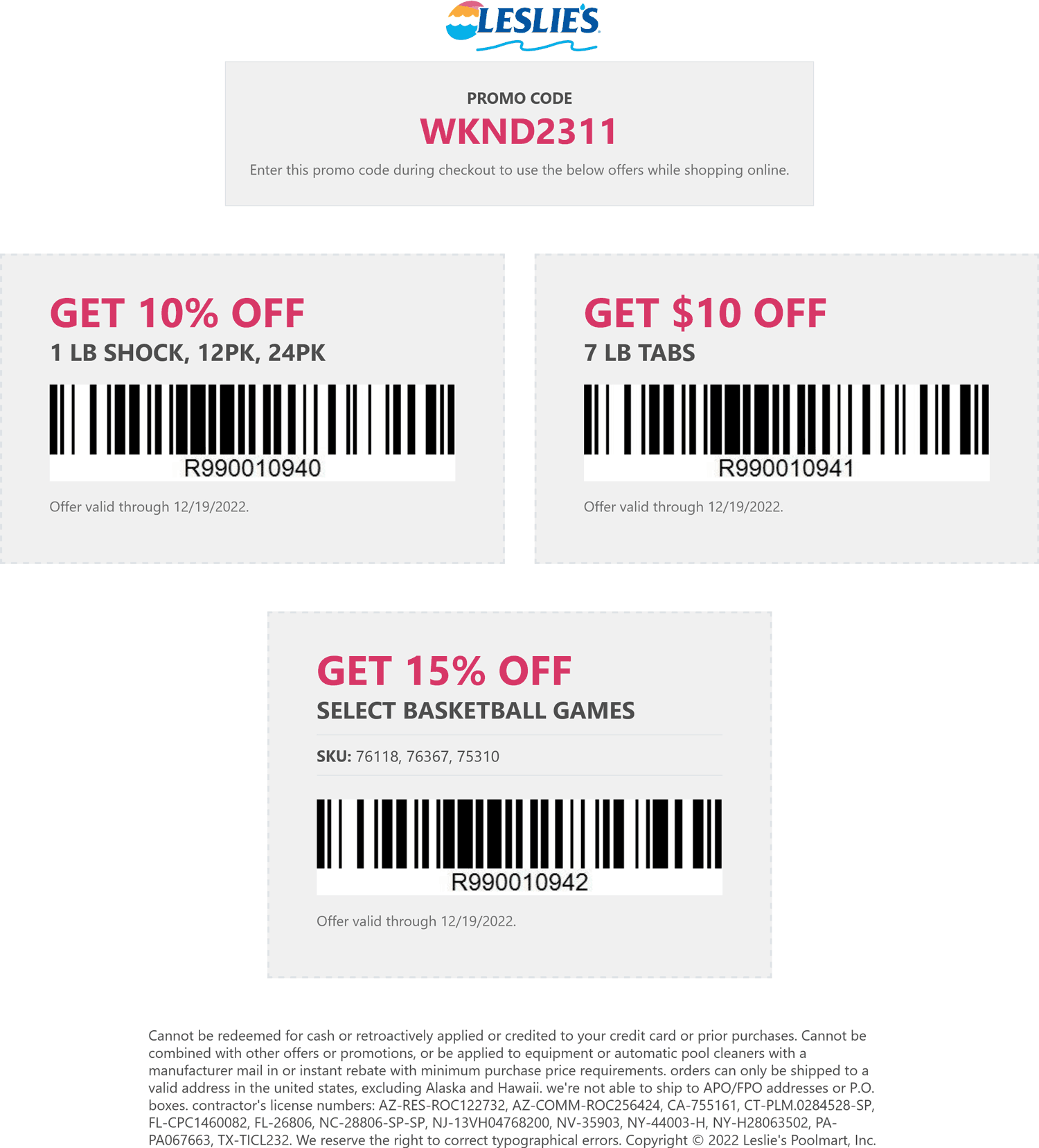 Leslies coupons & promo code for [February 2023]