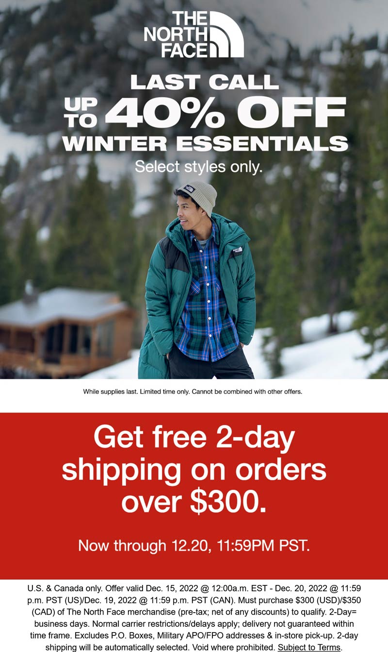 The North Face stores Coupon  Winter essentials are 40% off today at The North Face #thenorthface 