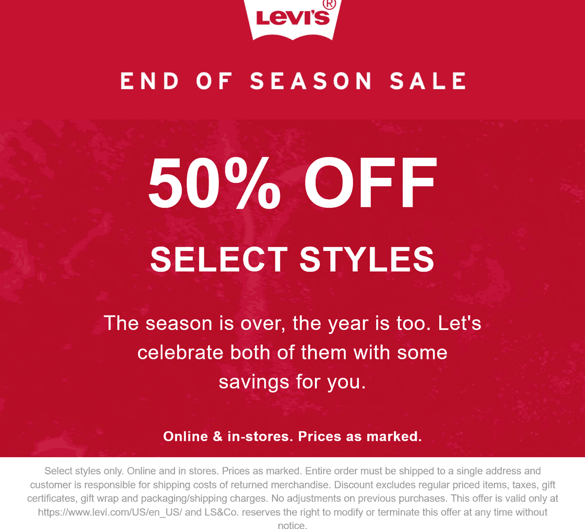 Levis stores Coupon  Various styles 50% off at Levis #levis 