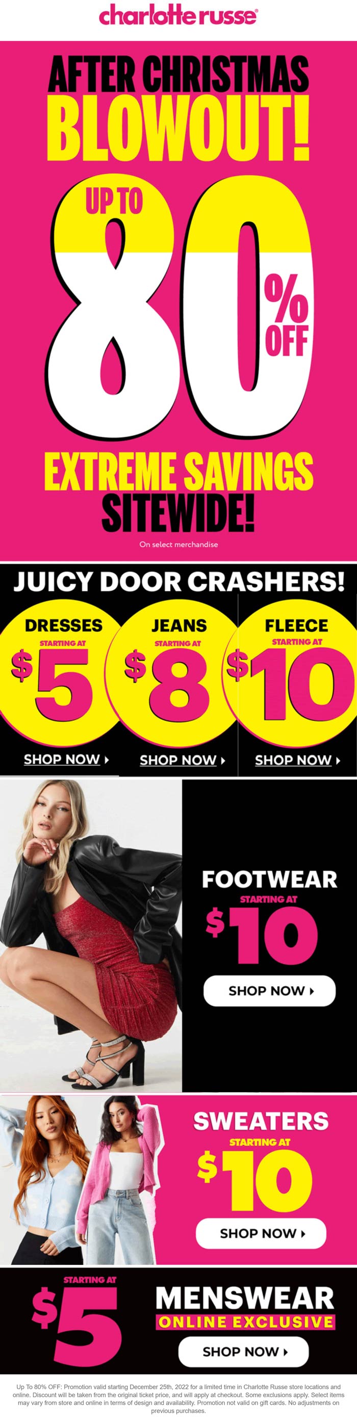Charlotte Russe stores Coupon  80% clearance going on at Charlotte Russe #charlotterusse 
