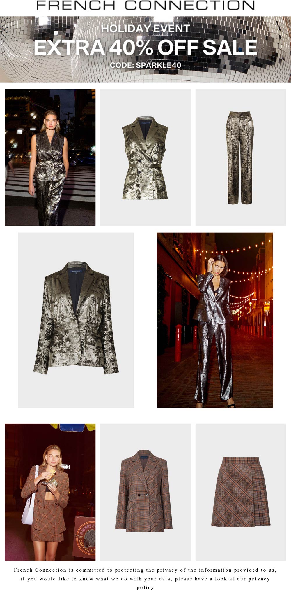 French Connection stores Coupon  Extra 40% off at French Connection via promo code SPARKLE40 #frenchconnection 