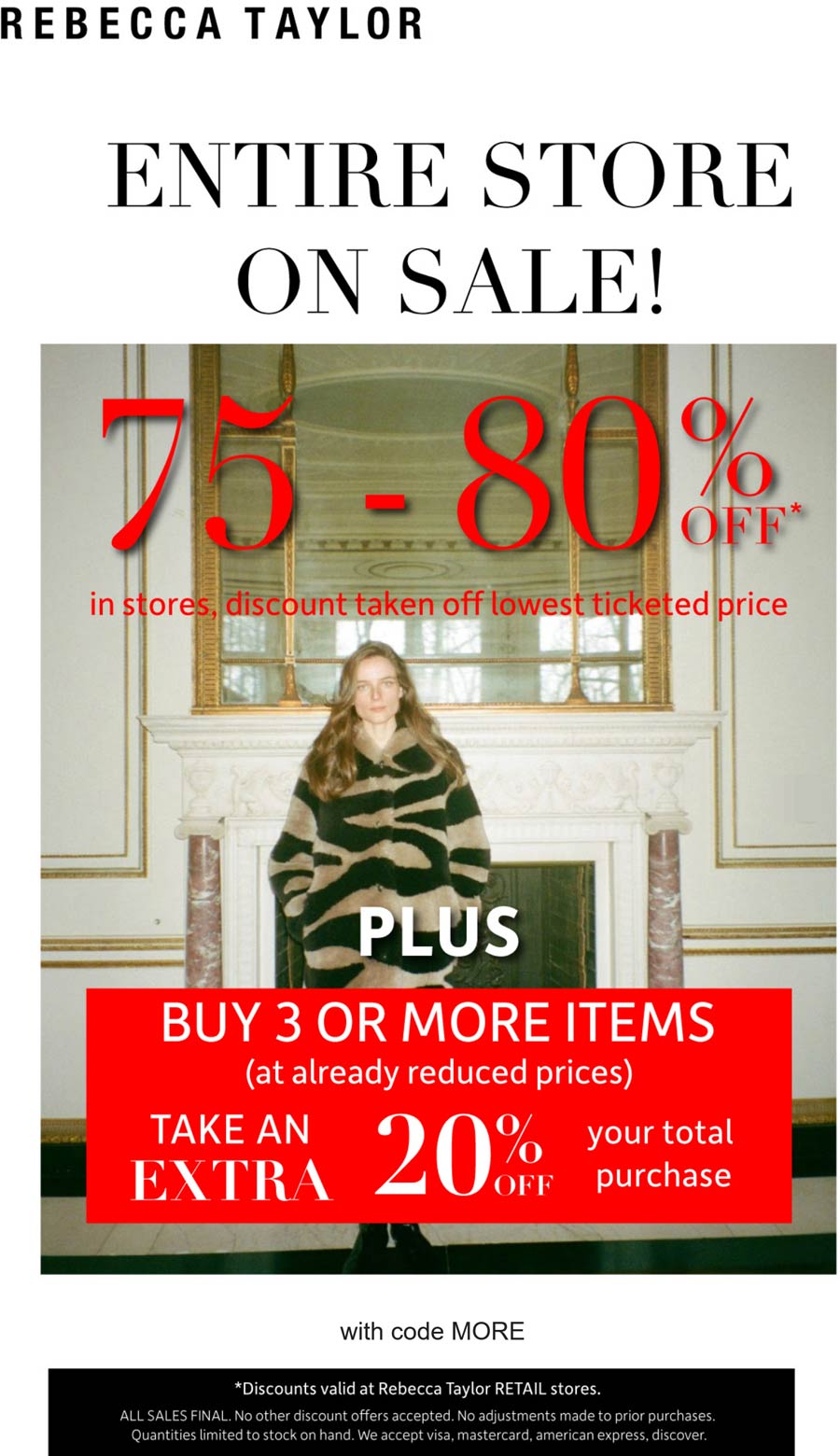 Rebecca Taylor stores Coupon  Everything 75-95% off at Rebecca Taylor, or online via promo code MORE #rebeccataylor 