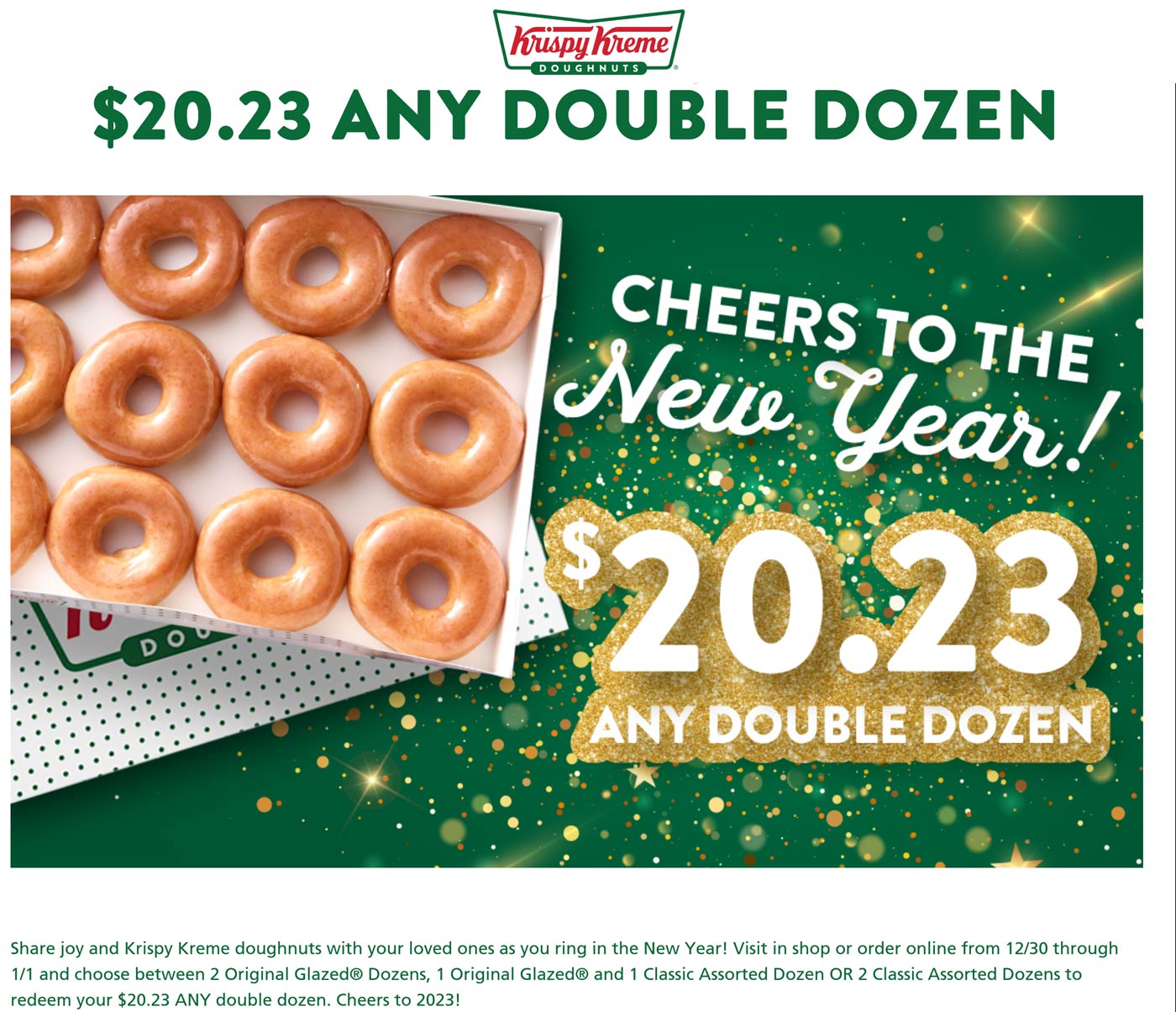 Krispy Kreme restaurants Coupon  Double dozen glazed doughnuts = $20.23 at Krispy Kreme #krispykreme 