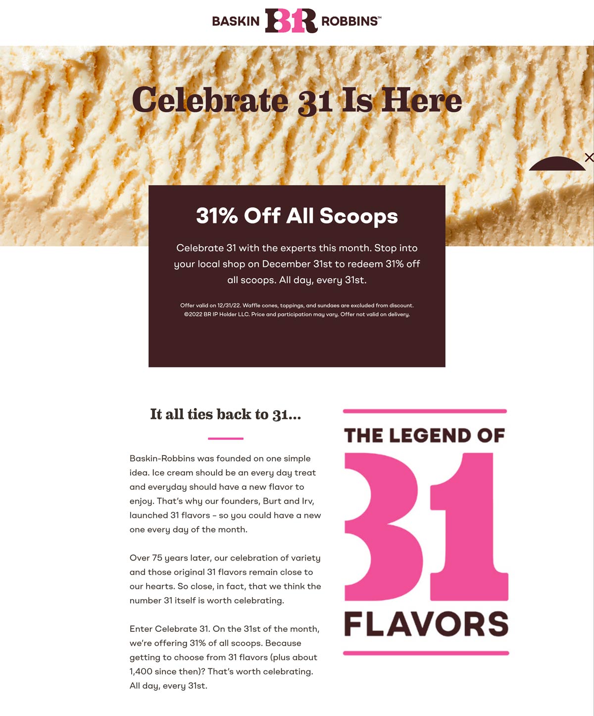 Baskin Robbins coupons & promo code for [February 2023]
