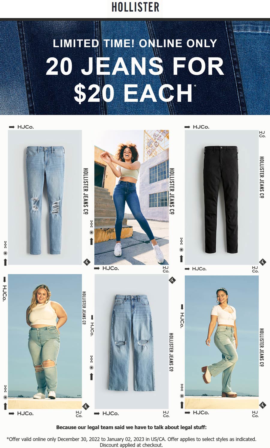 Hollister stores Coupon  20 jeans for $20 each online at Hollister #hollister 